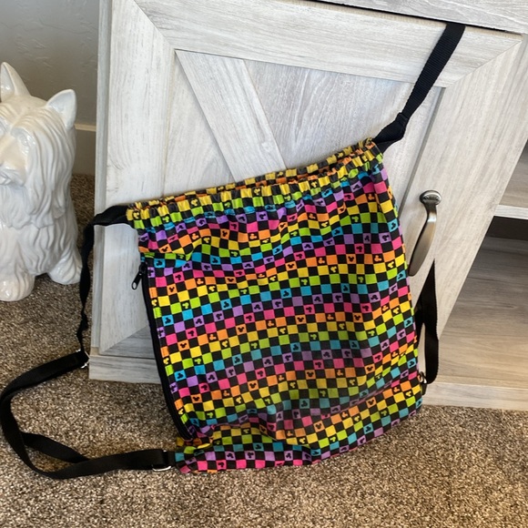 Mickey Mouse All Over Print Disney Backpack Double Sided Colorful/ Rainbow Rare - Picture 2 of 7